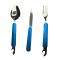 Набор туристический Traveler 3в1 (ложка, вилка, нож) - 8003 - Металический - Синий