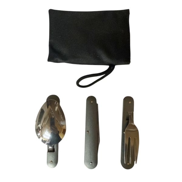 Набор туристический Traveler 3в1 (ложка, вилка, нож) - 8003 - Металический - Серый