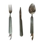 Набір туристичний Traveler 3в1 (ложка, вилка, ніж) - 8003 - Металевий - Сірий