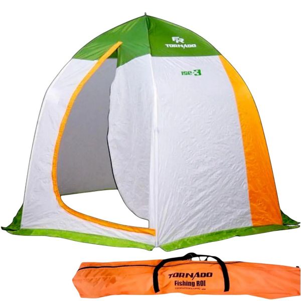 Намет зимовий Fishing ROI Tornado Ise 3 - 220x220x180 см - Білий/Зелений/Помаранчевий