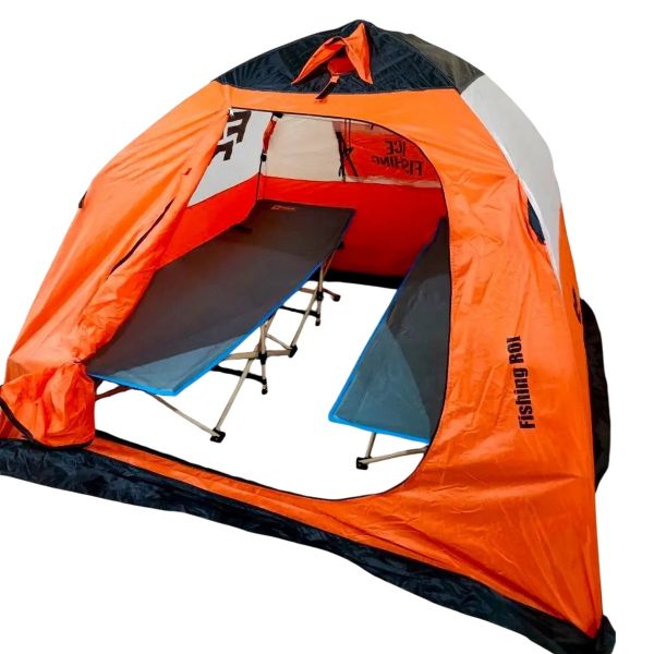 Намет зимовий Fishing ROI Ice Fishing - 200x200x160 см - Помаранчевий/Білий/Коричневий