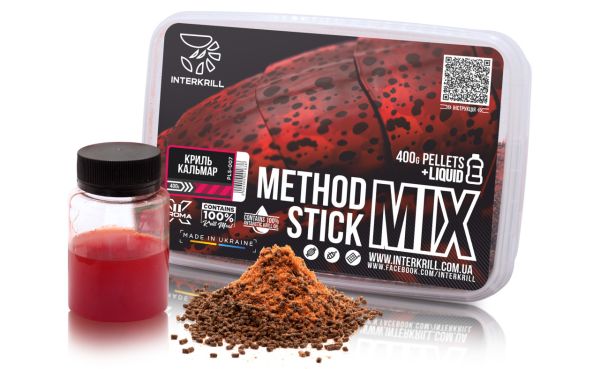 Пеллетс Interkrill Method Stick Mix 400 г + Ликвид Криль-Кальмар 50 г