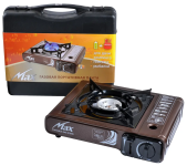 Плита газова портативна MAX MS-2500LPG - Подвійна дія - З адаптером - У кейсі - Корея - Коричнево-Чорна