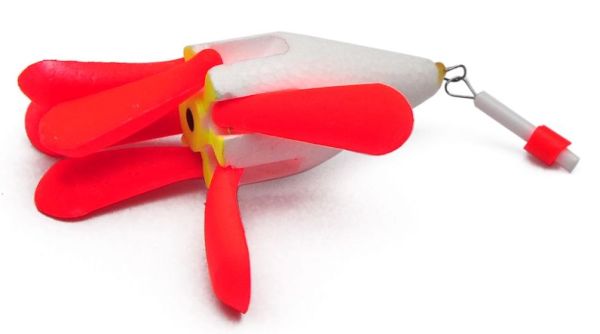 Поплавок для зимової риболовлі - Квітка - 6 пелюсток - Біло-червоний