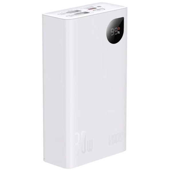 Повербанк Baseus (PPAD050) 20000mAh 30W Adaman2 Digital Display Fast Charge Power Bank (With Simple Series Charging Cable USB to Type-C 3A 0.3m Black) - PPAD050002 - Белый