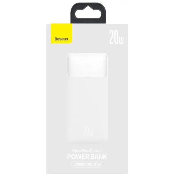 Повербанк Baseus (PPDML-M) Bipow Digital Display 20W 20000mAh White - (PPDML-M02) - Білий