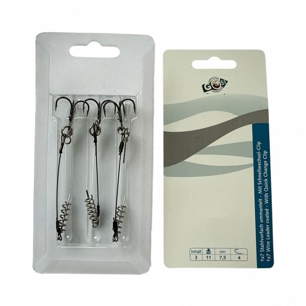 Повідець Goss для оснастки силікону Stinger Rig 1x7 - 7,5 см - Трійник №4 - 11 кг - 3 шт/уп