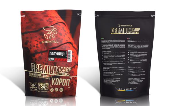 Прикормка Interkrill Премиум - Серия Premium Baits - Карп-Клубника - 1 кг