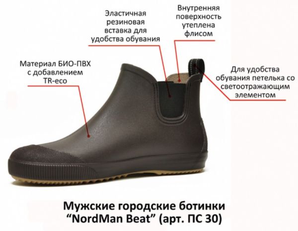 Ботинки Nordman Beat резиновые мужские (ПС 30) - Коричнево-бежевый