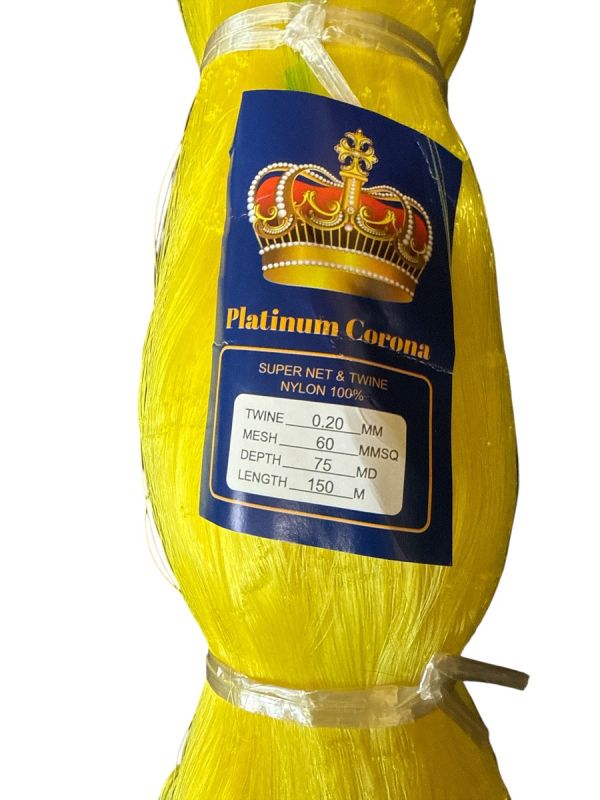 Сетеполотно Platinum Corona - Рибальська лялька - Жилка Ø0,20 мм - Жовтий - Висота 75 вічок - 150 м