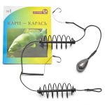 Снасть коропова Супутник Карп-Карась №1 - Годівниця пружина 2 шт. - 2 гачки - 30 г - Фарбований метал