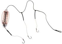 Готова снасть Супутник Карп-Карась - 2 гачки - Нефарбована - Годівниця кавун №2