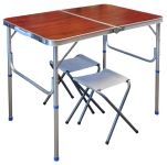 Стіл + 2 стільці - 60x90 - Коричневий (туристичний для кемпінгу і пікніка)
