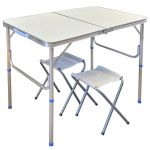 Стіл + 2 стільці - 60x90 - Білий (туристичний для кемпінгу і пікніка)
