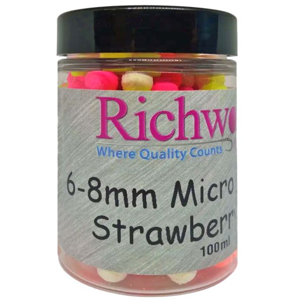 Плавающие бойлы Richworth Pop Ups Boilies - Micro 6-8 мм - 100 мл - Strawberry Jam (Клубничный джем)