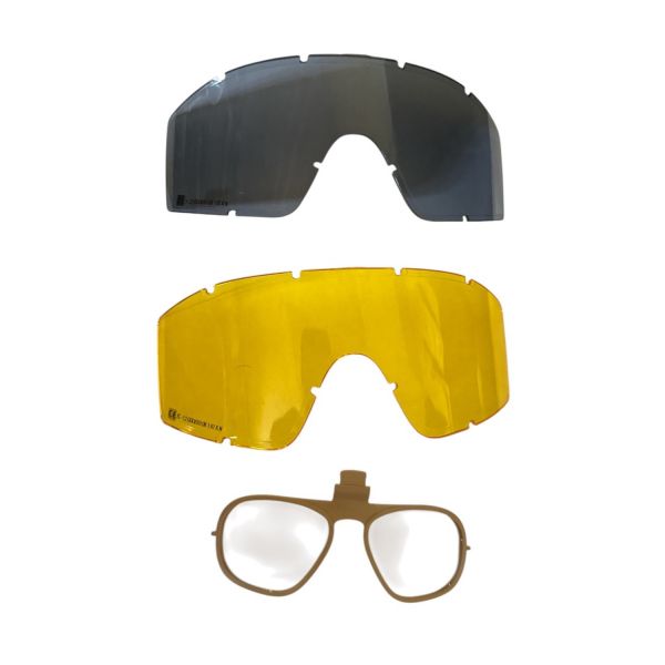 Тактические очки-маска Goliath - 3 сменных линзы Clear+Grey+Yellow - Desert Storm - Оправа бежевая