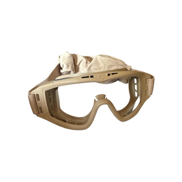 Тактические очки-маска Goliath - 3 сменных линзы Clear+Grey+Yellow - Desert Storm - Оправа бежевая