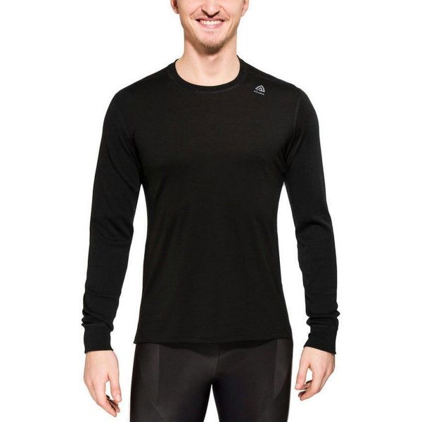 Термокофта мужская Aclima LightWool Undershirt Long Sleeve Man Jet Black - 100% шерсть мериноса - Чёрный