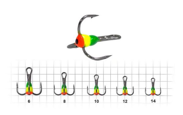 Тройник с каплей Fishing ROI GLR - Зелёно-жёлто-красный - 25 шт/уп