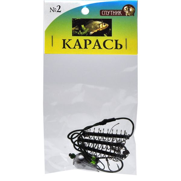 Готовая снасть Убийца карася - Спутник №2 - Крючок №7 - 15 г - Кормушка нержавейка - Пружины маленькие