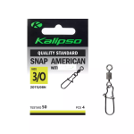 Застежка с вертлюгом Kalipso Snap American with swivel 2011 - 3/0BN - №3/0 - Чёрный никель - 50 кг - Сталь - 4 шт/уп