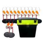 Зимовий набір: Жерлиця з гальмом оснащена 10 шт. + Ящик зимовий 18 л - Чорно-салатовий