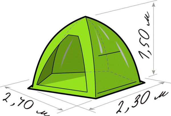 Палатка зимняя Лотос «LOTOS 2» - 2-х местная - 240х230х150 - Зеленая